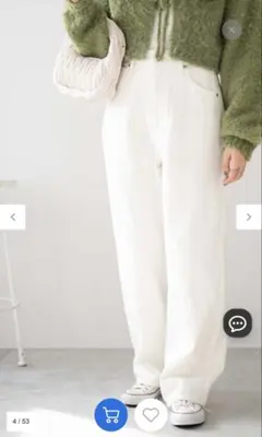 WEGO ルーズストレートデニム ホワイト S