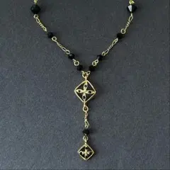 ヴィンテージ ロザリオ風デザイン ネックレス Daisy ゴールド クロス