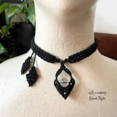 317 「macrame」天然石チョーカー　クリスタルクォーツ