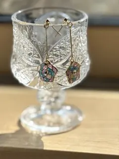 ステンドグラス風ピアス　ハンドメイド