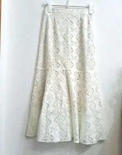 美品 nano・universe ナノユニバース マーメイドレーススカート 白