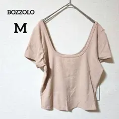 BOZZOLO ベージュ リブ編み Tシャツ 半袖 M 短丈