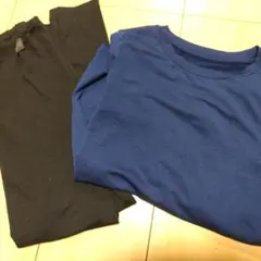 UNIQLO　ヒートテック　140　上下セット トップス青、ボトムス黒