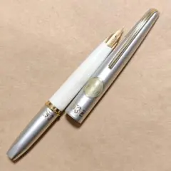 プラチナ 18K 18金 万年筆 細字 ストライプ 柄付き 緑 廃盤 - メルカリ