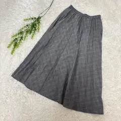 UNIQLO ユニクロ【S】プリーツ ロングスカート チェック柄 グレー