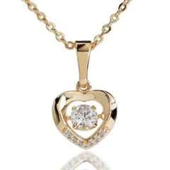 ダンシングストーンネックレス レディース 揺れる ハート czダイヤ ゴールド
