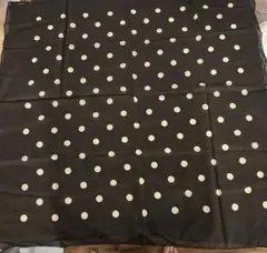 水玉模様 大判スカーフ 黒　ヴィンテージ　国産品　レトロ　日本製