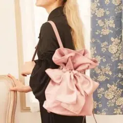 Maison de FLEUR 巾着 リボンリュック ピンク