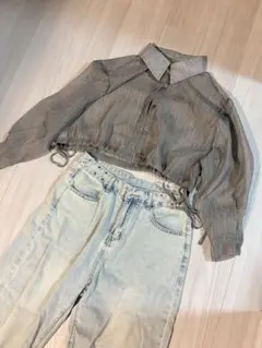 【新品】Lumier 裾ドロストシアーショートシャツ