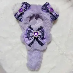 ぬい服　着ぐるみ　にじぱぺっと10cm 紫 猫 黒 しっぽ付き