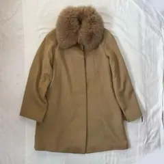 美品 J&Hコレクション 2WAYウールコート フォックスファー キャメル Mのサムネイル