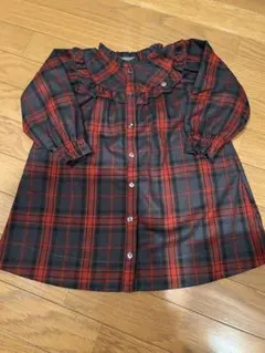 美品　　BeBe フリル付きチェックワンピース 100cm