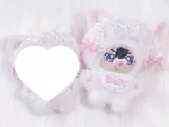 いつぬい ぬい服　着ぐるみ　ねこ　12cm　スタイ　ぴんく　りぼん ぴんく しろ