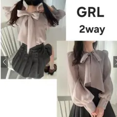 grl シアースリーブ2wayニット リボンブラウス