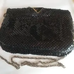 ビーズ装飾 ブラック ショルダーバッグ