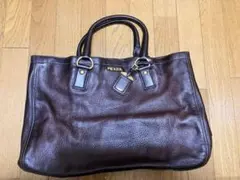 極美品　プラダ　オールレザー　2way ボストンバッグ　ブラウン　肩掛け