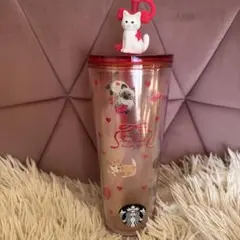 SALE★スターバックスバレンタイン2026猫コールドカップタンブラー猫ハート柄