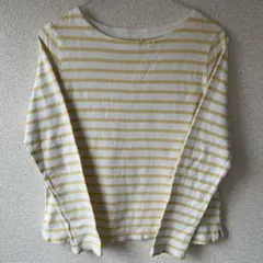 UNIQLO ボーダー カットソー ロンT 白と黄色のストライプ150cm
