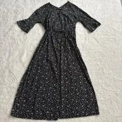 Green label relaxing 花柄ロングワンピース　BLACK