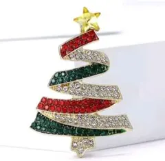 クリスマスツリー ブローチ ラインストーン キラキラ ピンバッジ