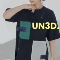 UN3D. 異素材パッチワークドッキングTシャツ カットソー ブラックのサムネイル