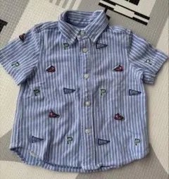 【美品】Ralph Lauren 半袖シャツ 12M ストライプ 刺繍