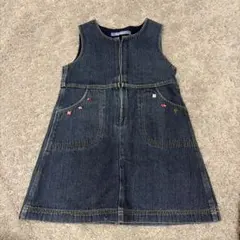 ファミリア　刺繍付きデニムジャンバースカート