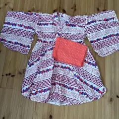 OCEAN & GROUND花柄 キッズ浴衣Lサイズ 帯付き　110