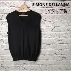 美品■SIMONE DELLANNA メリノウール ベストブラック イタリア製