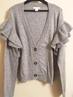 H&Mフリル付きグレー カーディガン 未着用