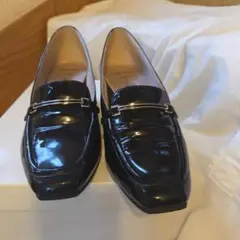 ブラック ローファーパンプス 約5cmヒール