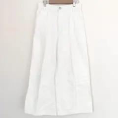 訳あり　ハッシュアッシュ　デニムパンツ　ワイドパンツ　ハイウエスト　白　M