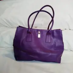 FURLA フルラ レザー トートバッグ パープル 金具付き 軽量 肩掛けA4可