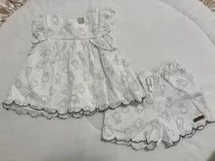 ミッフィーチュニックパンツ100プティマインバースデイ半袖ホワイトセットアップ