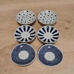 新品未使用　変形小皿　藍玉　6枚　醤油皿　漬物皿　珍味皿　前菜皿　indigoのサムネイル