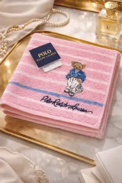 新品 POLO RALPH LAUREN ポロベア ハンカチ ピンク刺繍 高級品