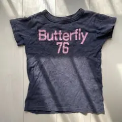 デニムアンドダンガリー バタフライバックプリント半袖Tシャツ 紺 130