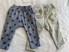 ドット柄とベージュのボトムス2着セット