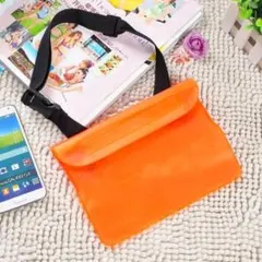防水ウエストポーチ オレンジ 22×18cm 防水バッグ ウエストバッグ 海
