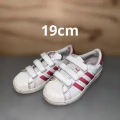 19cm アディダス　スーパースター　白　ピンク