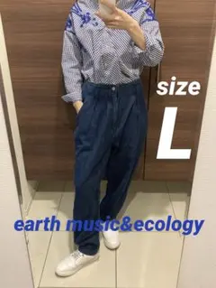 earth music&ecology タックデニムパンツ テーパード