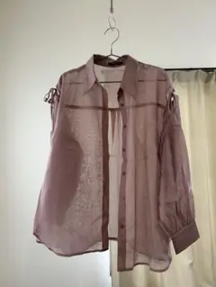 薄紫の透け感シアーシャツ　onewayのサムネイル