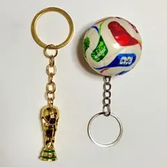 ワールドカップ・ボール&トロフィー　2点付けキーホルダー