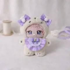 10〜12cm ぬいぐるみ ぬい服 いつぬい スタイ＆リボン3点セット 紫