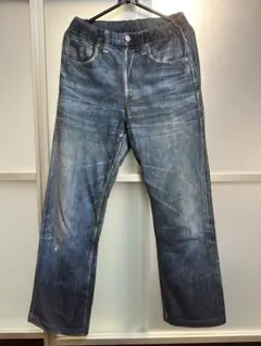 稀少 美品 TATA 転写 ブラックデニム スウェットパンツ サイズ2 稀少 美品 TATA 転写 ブラックデニム スウェットパンツ サイズ2