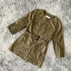 『TRU TRUSSARDI』サファリジャケット　七分袖　ミリタリー　ノーカラー