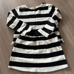petit main長袖カットソー 120cm 黒白ストライプ 上下セット
