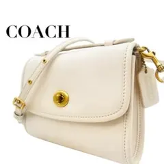 未使用級 COACH コーチ レザー ミニショルダーバッグ ターンロック