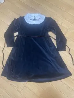 プティマイン　ブラックベロア　フォーマルワンピース