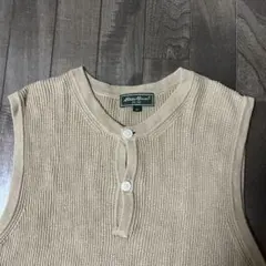 Eddie Bauer ベージュ ニットベスト　M エディ　バウワー